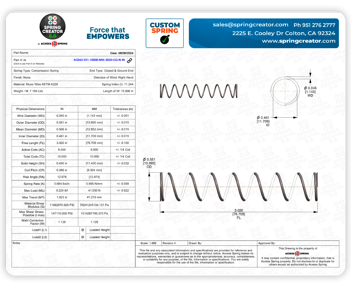 Spring Creator Ideal Compression Spring Blueprint