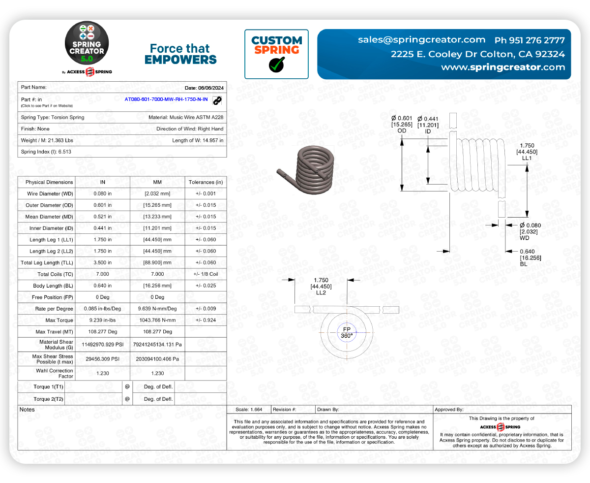 Spring Creator Ideal Torsion Spring Blueprint