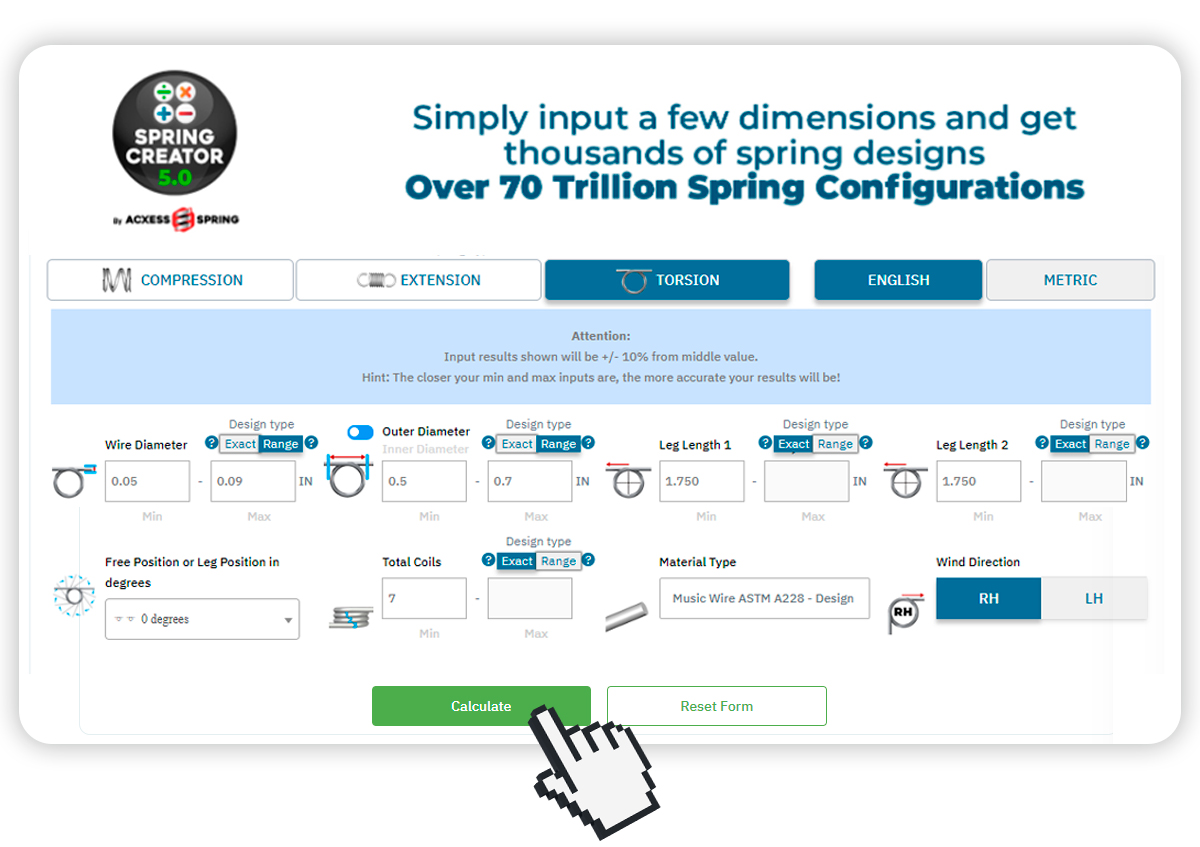 Spring Creator Input Section Torsion